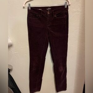 Loft Plum Skinny Corduroy Pants - size 26